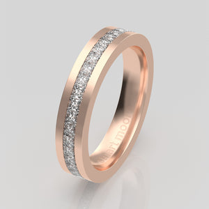 stuart moore round 4mm hard princess round wedding band in 18k rose gold / full eternity
