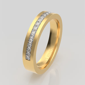 stuart moore round 4mm hard princess round wedding band in 18k yellow gold / half eternity