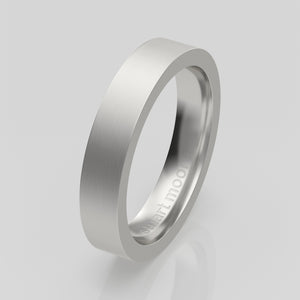 stuart moore round 4mm hard profile wedding band in 950 platinum, brushed finish