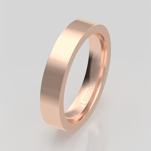 stuart moore round 4mm hard profile wedding band in 18k rose gold, polished finish