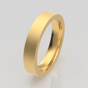 stuart moore round 4mm hard profile wedding band in 18k yellow gold, brushed finish