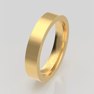 stuart moore round 4mm hard profile wedding band in 18k yellow gold, polished finish