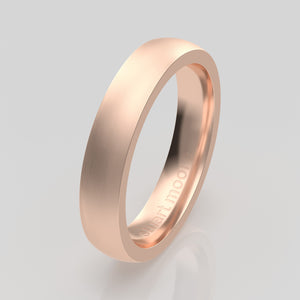 stuart moore round 4mm soft profile wedding band in 18k rose gold, brushed finish