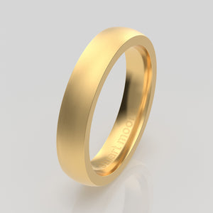 stuart moore round 4mm soft profile wedding band in 18k yellow gold, brushed finish