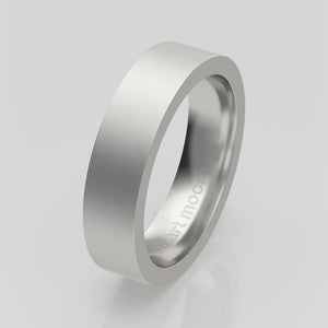 stuart moore round 5mm hard profile wedding band in 950 platinum, brushed finish
