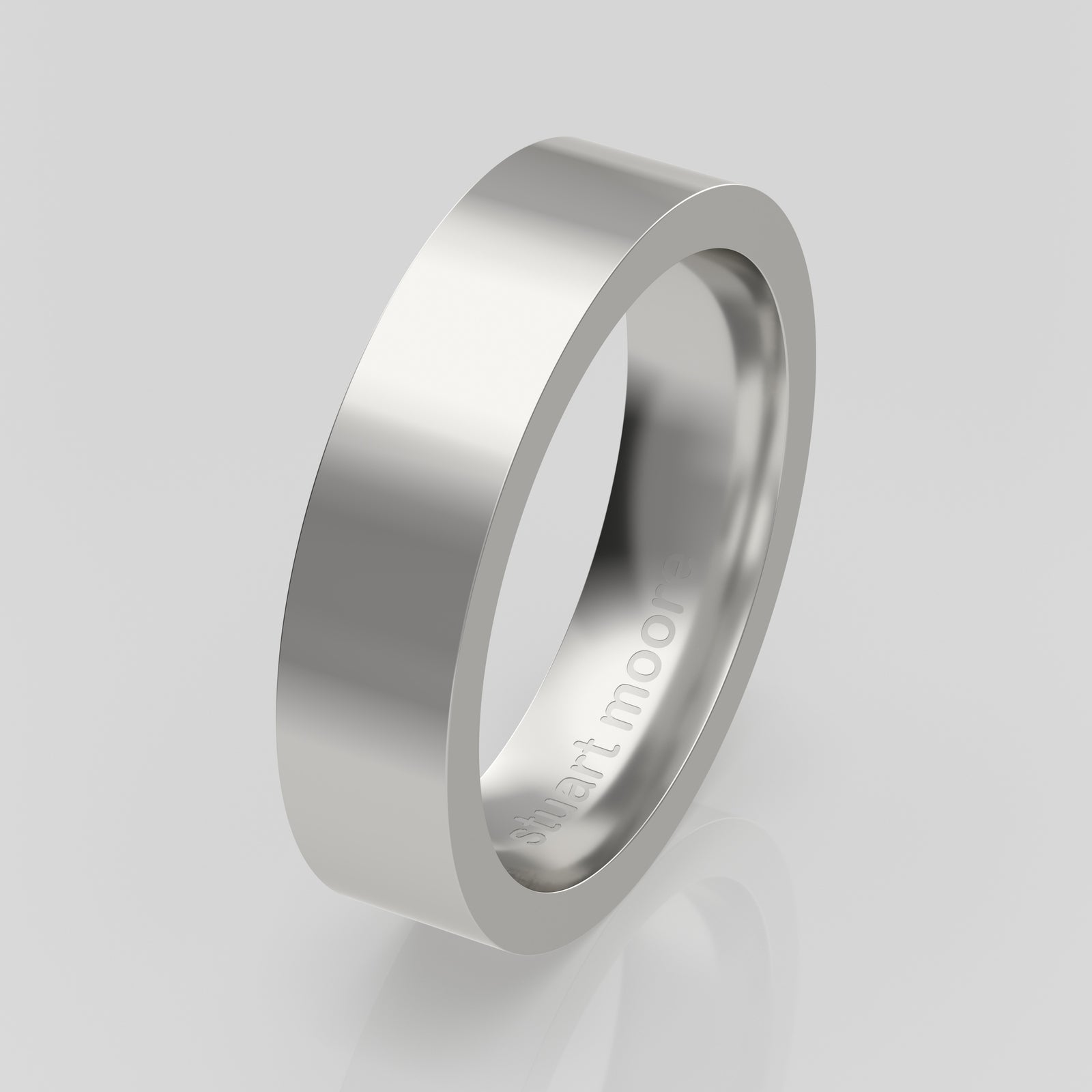 stuart moore round 5mm hard profile wedding band in 950 platinum, polished finish