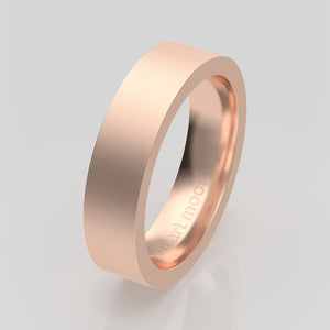 stuart moore round 5mm hard profile wedding band in 18k rose gold, brushed finish