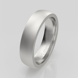 stuart moore round 5mm soft profile wedding band in 950 platinum, brushed finish