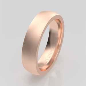 stuart moore round 5mm soft profile wedding band in 18k rose gold, brushed finish
