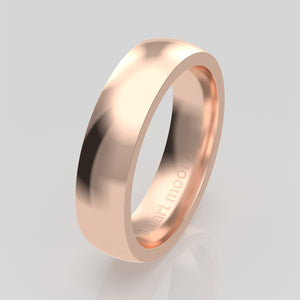 stuart moore round 5mm soft profile wedding band in 18k rose gold, polished finish