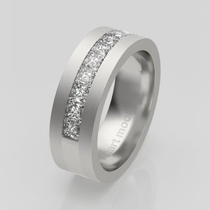 stuart moore round 6.5mm hard princess round wedding band in 950 platinum / half eternity
