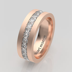 stuart moore round 6.5mm hard princess round wedding band in 18k rose gold / full eternity