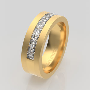 stuart moore round 6.5mm hard princess round wedding band in 18k yellow gold / half eternity