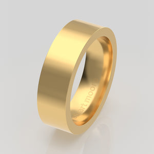 stuart moore round 6mm hard profile wedding band in 18k yellow gold, polished finish