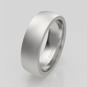 stuart moore round 6mm soft profile wedding band in 950 platinum, brushed finish