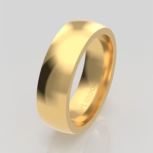 stuart moore round 6mm soft profile wedding band in 18k yellow gold, polished finish