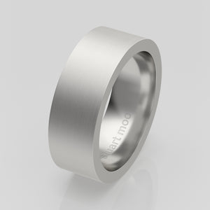 stuart moore round 7mm hard profile wedding band in 950 platinum, brushed finish