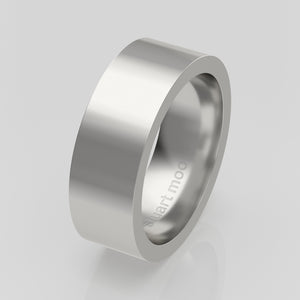 stuart moore round 7mm hard profile wedding band in 950 platinum, polished finish
