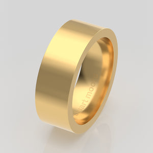 stuart moore round 7mm hard profile wedding band in 18k yellow gold, polished finish