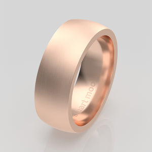 stuart moore round 7mm soft profile wedding band in 18k rose gold, brushed finish