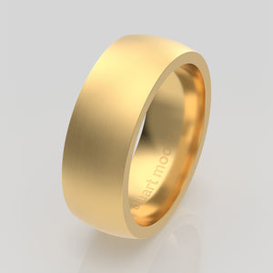 stuart moore round 7mm soft profile wedding band in 18k yellow gold, brushed finish