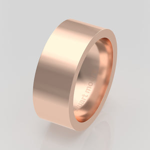 stuart moore round 8mm hard profile wedding band in 18k rose gold, polished finish