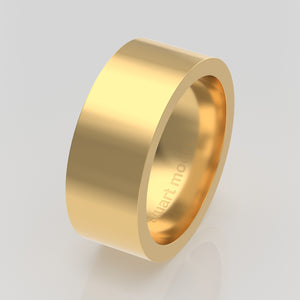 stuart moore round 8mm hard profile wedding band in 18k yellow gold, polished finish