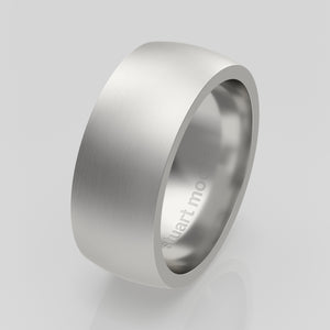 stuart moore round 8mm soft profile wedding band in 950 platinum, brushed finish