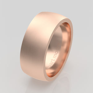 stuart moore round 8mm soft profile wedding band in 18k rose gold, brushed finish