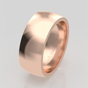 stuart moore round 8mm soft profile wedding band in 18k rose gold, polished finish