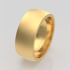 stuart moore round 8mm soft profile wedding band in 18k yellow gold, brushed finish