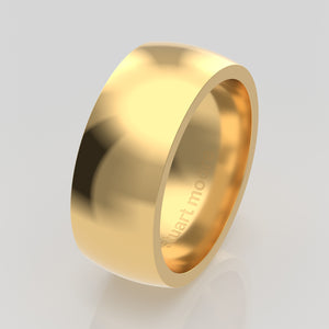 stuart moore round 8mm soft profile wedding band in 18k yellow gold, polished finish