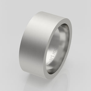 stuart moore round 9mm hard profile wedding band in 950 platinum, brushed finish