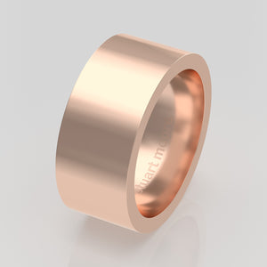 stuart moore round 9mm hard profile wedding band in 18k rose gold, polished finish