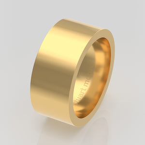 stuart moore round 9mm hard profile wedding band in 18k yellow gold, polished finish