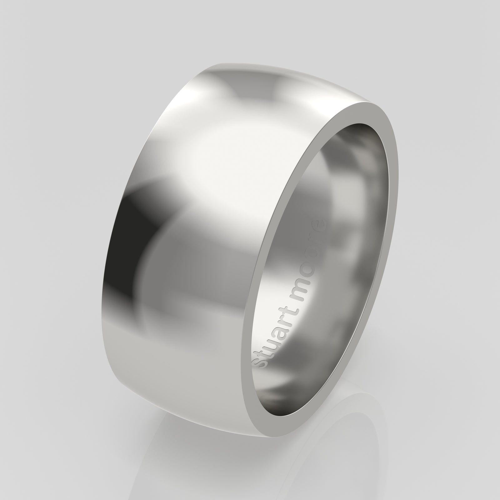 stuart moore round 9mm soft profile wedding band in 950 platinum, polished finish