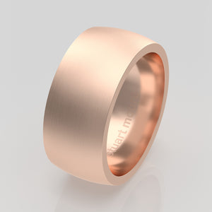 stuart moore round 9mm soft profile wedding band in 18k rose gold, brushed finish