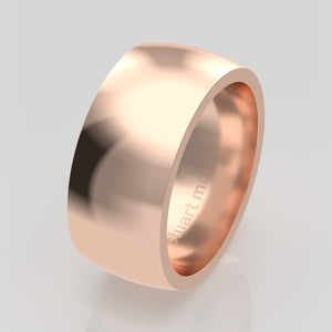 stuart moore round 9mm soft profile wedding band in 18k rose gold, polished finish