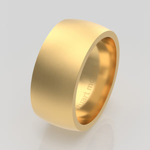 stuart moore round 9mm soft profile wedding band in 18k yellow gold, brushed finish