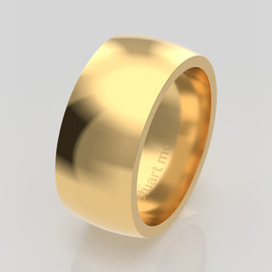 stuart moore round 9mm soft profile wedding band in 18k yellow gold, polished finish