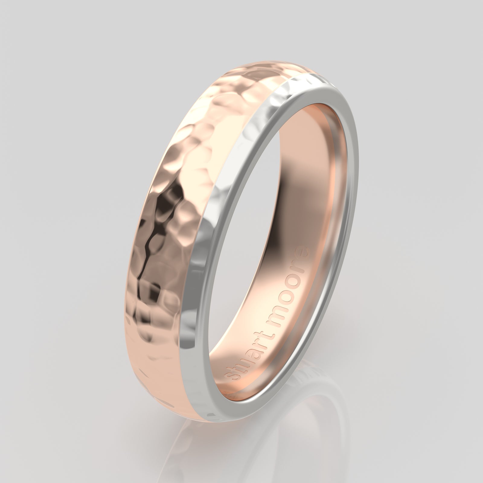 stuart moore multi 10 round wedding band in 950 platinum + 18k rose gold