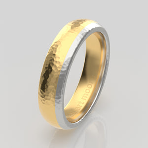 stuart moore multi 10 round wedding band in 950 platinum + 18k yellow gold