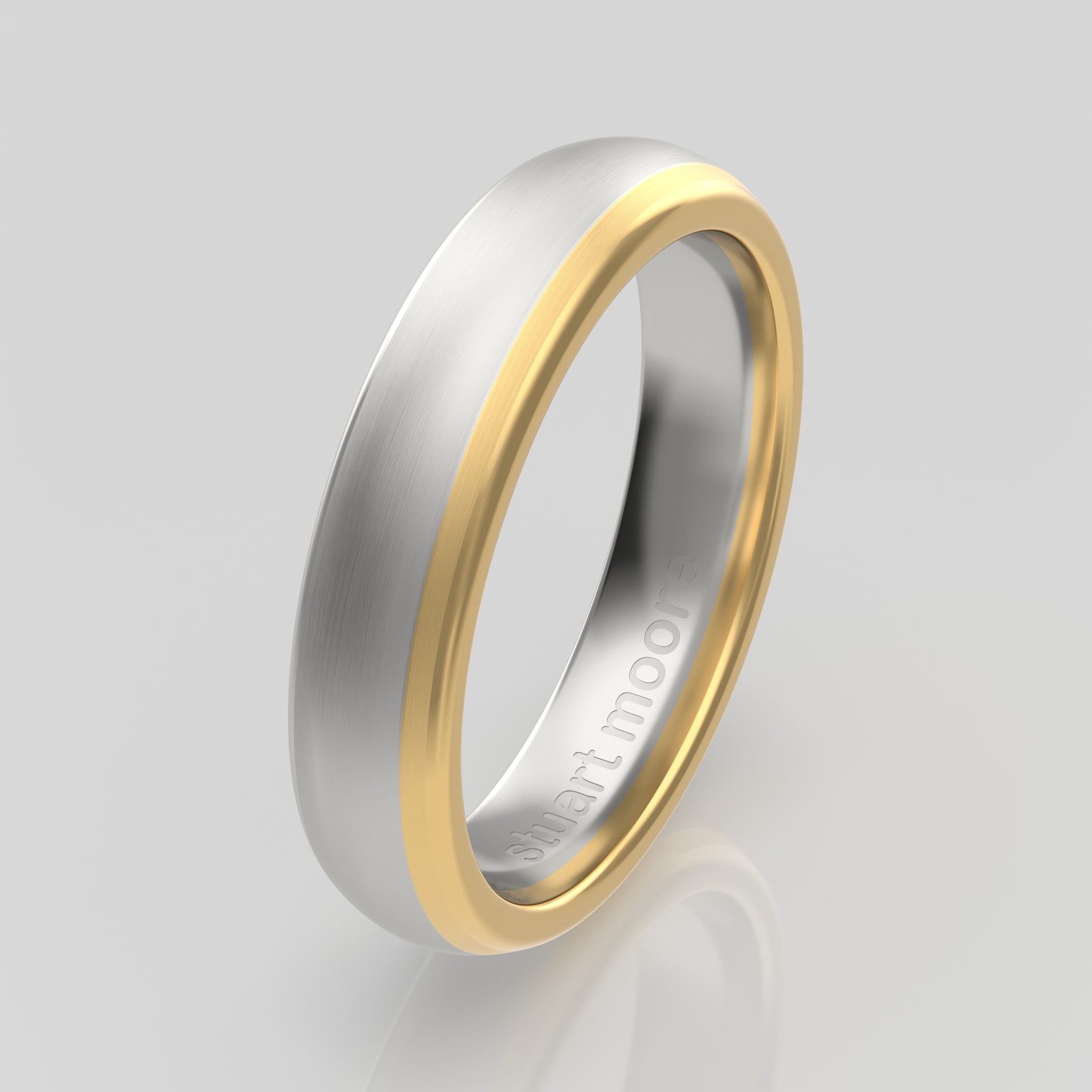 stuart moore multi 12 round wedding band in 950 platinum + 18k yellow gold