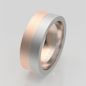 stuart moore multi 15 round wedding band in 950 platinum + 18k rose gold