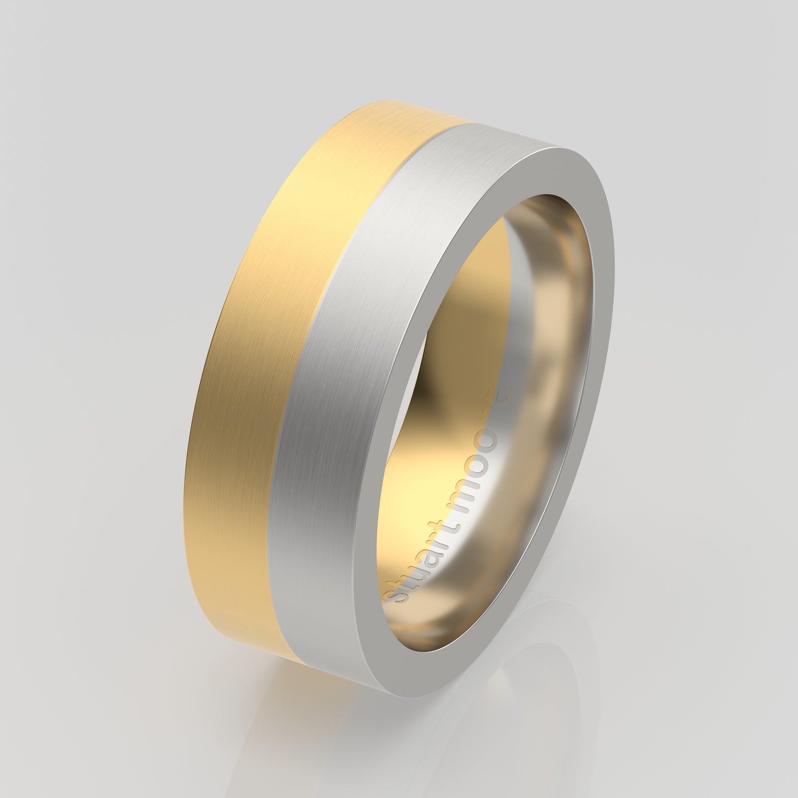 stuart moore multi 15 round wedding band in 950 platinum + 18k yellow gold