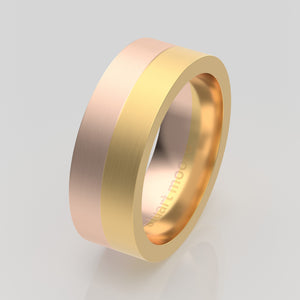 stuart moore multi 15 round wedding band in 18k yellow gold + 18k rose gold