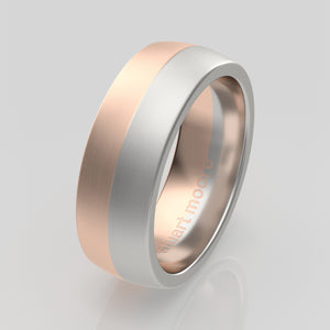 stuart moore multi 16 round wedding band in 950 platinum + 18k rose gold