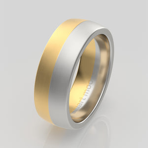 stuart moore multi 16 round wedding band in 950 platinum + 18k yellow gold