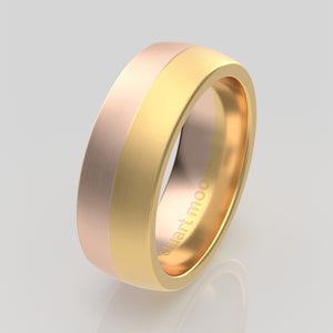stuart moore multi 16 round wedding band in 18k yellow gold + 18k rose gold