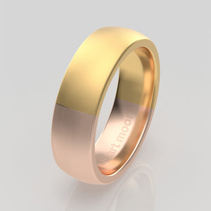 stuart moore multi 18 round wedding band in 18k yellow gold + 18k rose gold